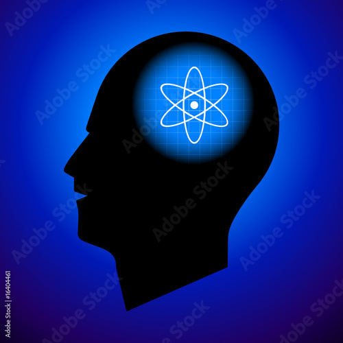 Human Head with Nuclear Atom
