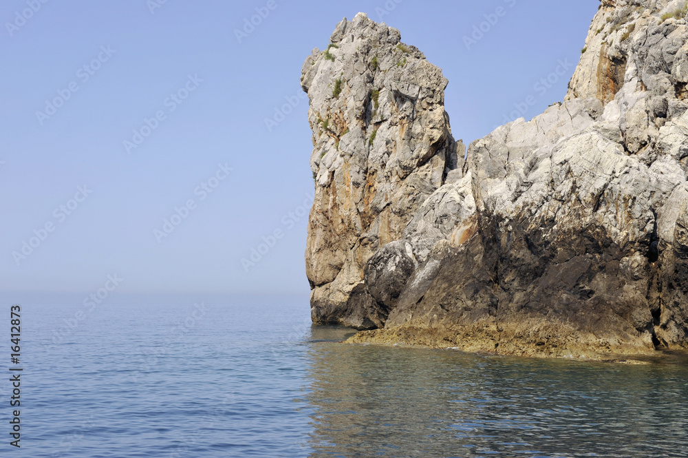 Eroded cliff along Cilento coastline, Italy Eroded cliff along Cilento coastline, Italy