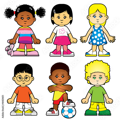 Six cute girls and boys characters