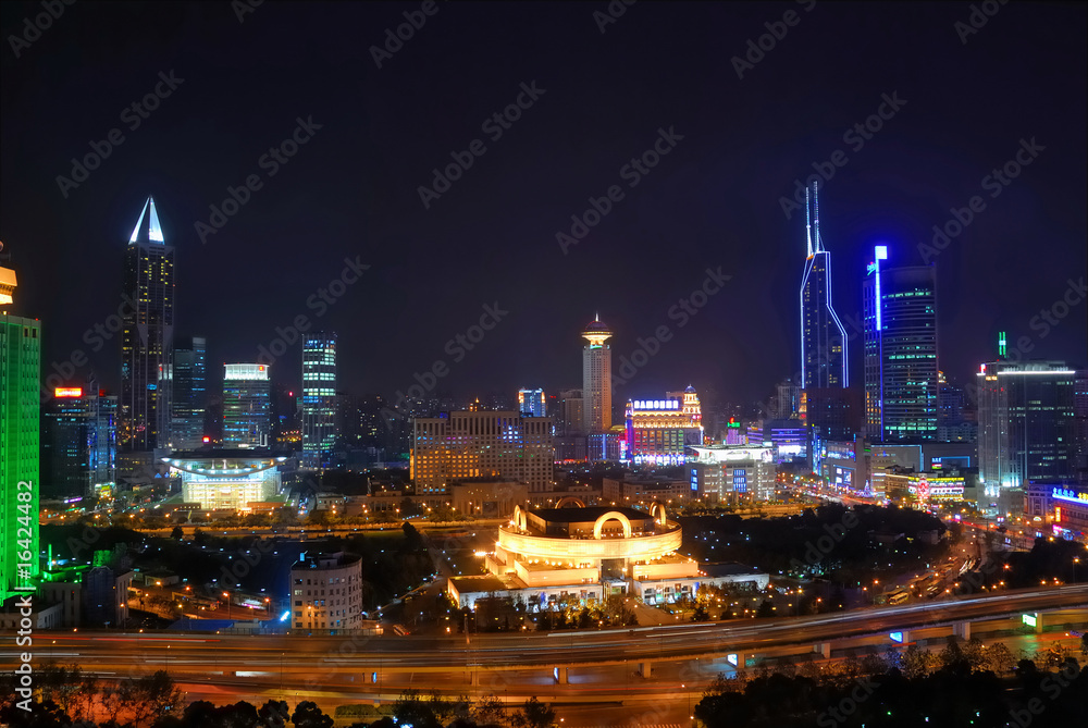 Shanghai People square and National Museum night view