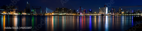Night panorama of Rotterdam and Mass River