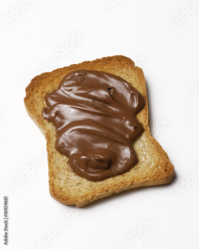 Bread slice and chocolate.