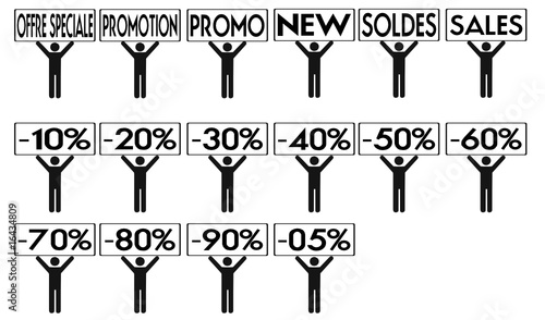 piktogramme personnage avec differents panneaux ( au noir )