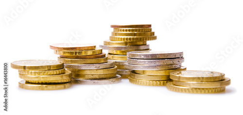Euro coins isolated on white