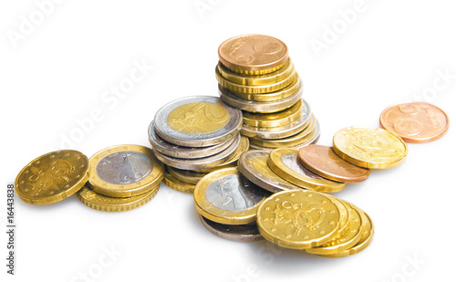 Euro coins isolated on white
