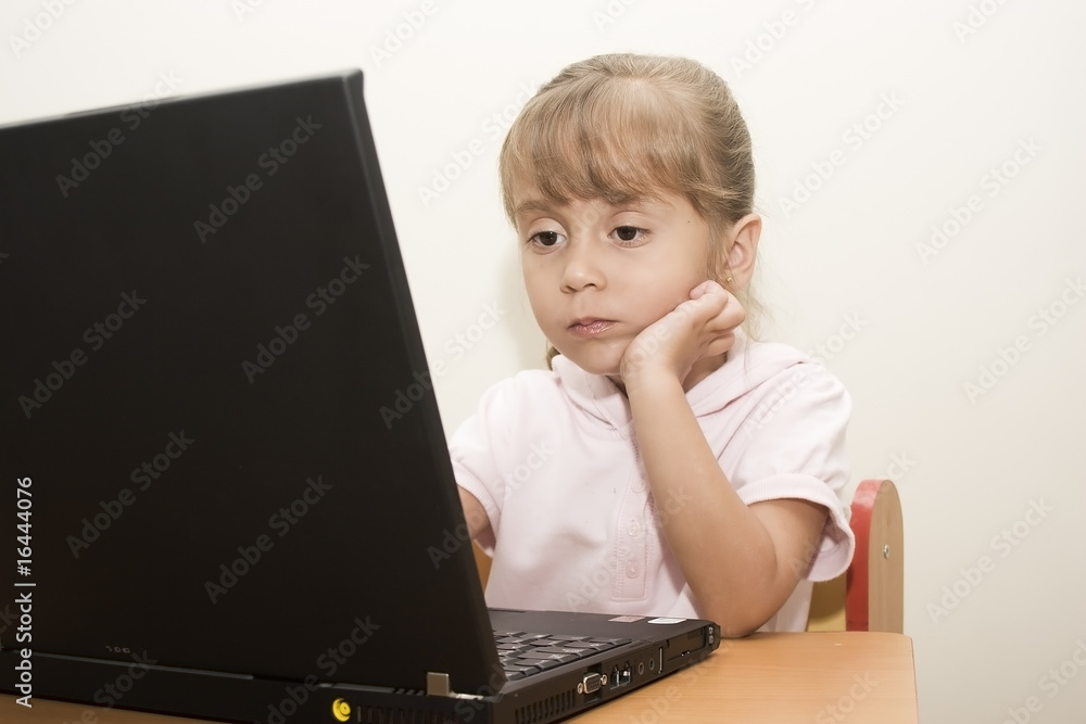 Beautiful caucasian girl learning with laptop Beautiful caucasian girl learning with laptop