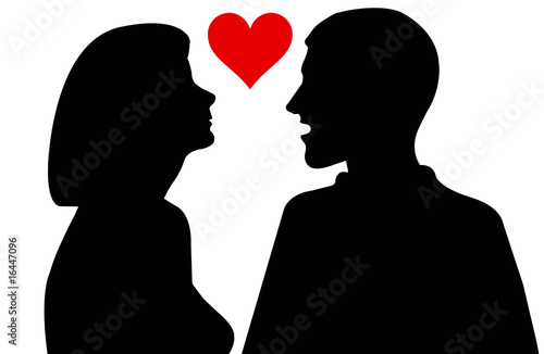 silhouette of woman and man