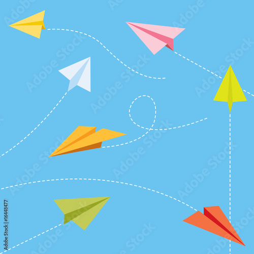Paper planes set - colorful