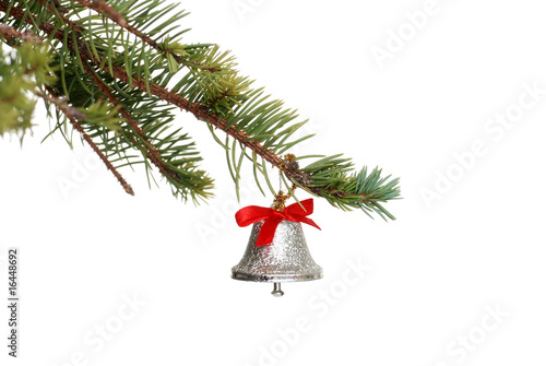 silver bell on a spruce tree branch