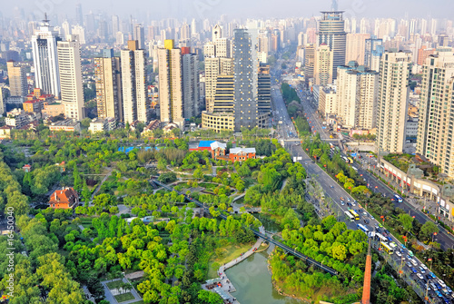 China, Shanghai xujiahui aerial view. photo