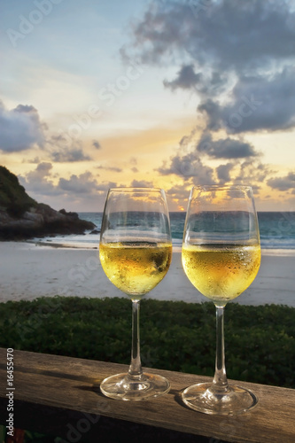 romantic drink on beach