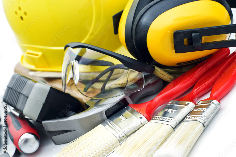 working tools on white background working tools on white background