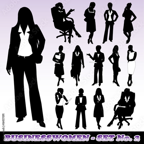 Highly Detailed Silhouettes of Businesswomen