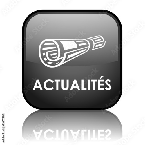 Bouton carré vecteur "ACTUALITES" (noir)