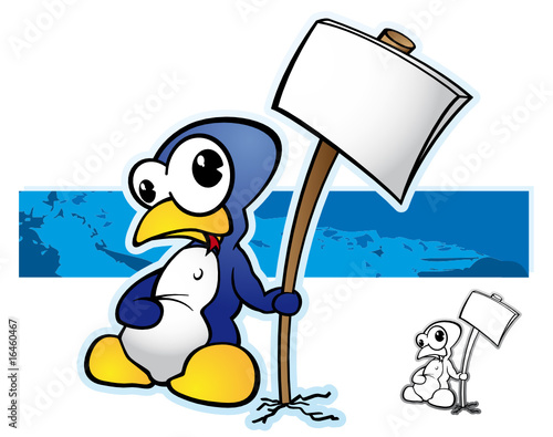 pinguin mascotte panneau