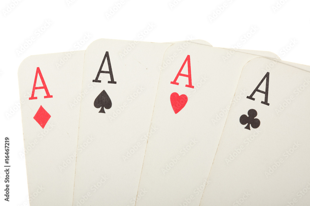 Four old cards close up