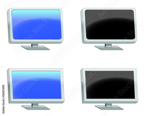 Monitor, TFT (grau, seitlich, an und aus, rund und eckig)