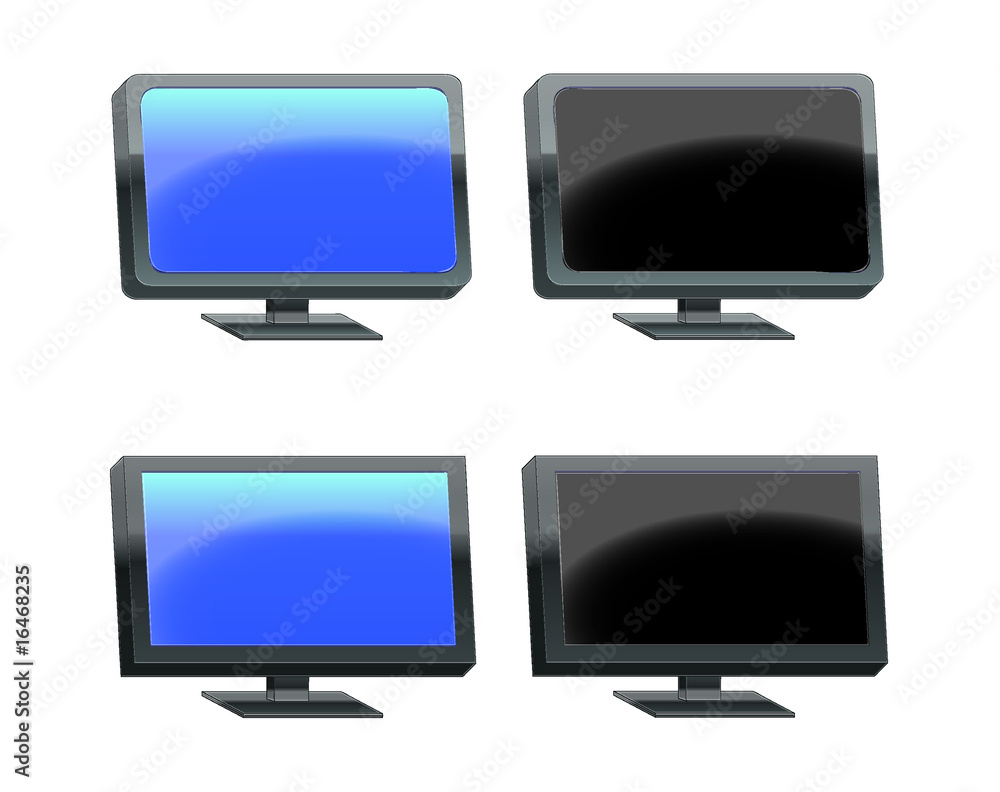 Monitor, TFT (schwarz, seitlich, an und aus, rund und eckig) Monitor, TFT (schwarz, seitlich, an und aus, rund und eckig)