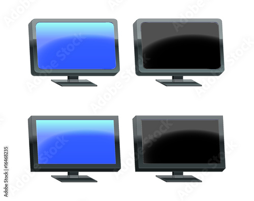 Monitor, TFT (schwarz, seitlich, an und aus, rund und eckig)