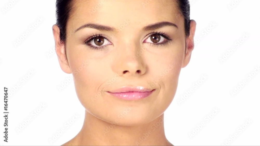 Smiling and beautiful woman looking around, she is isolated Smiling and beautiful woman looking around, she is isolated