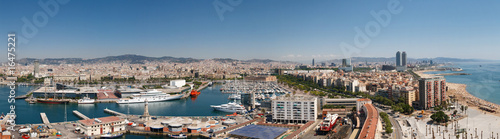 Panoramic View at Harbor, Beach and City of Barcelona, Spain. #16475221