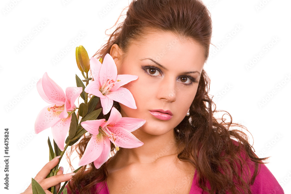 closeup portrait of a young brunette woman closeup portrait of a young brunette woman