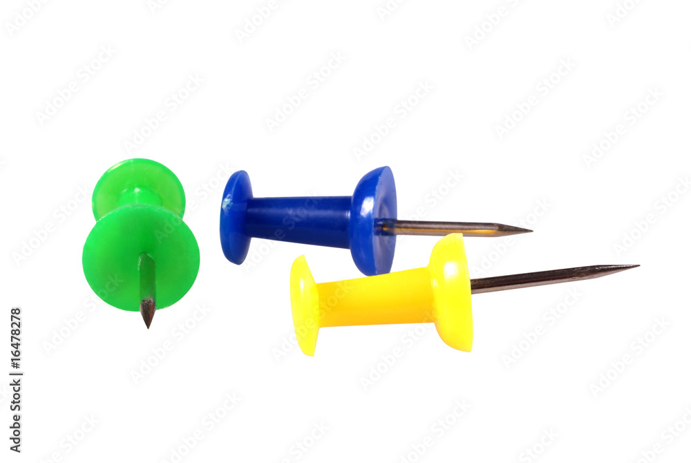push pins on white background push pins on white background