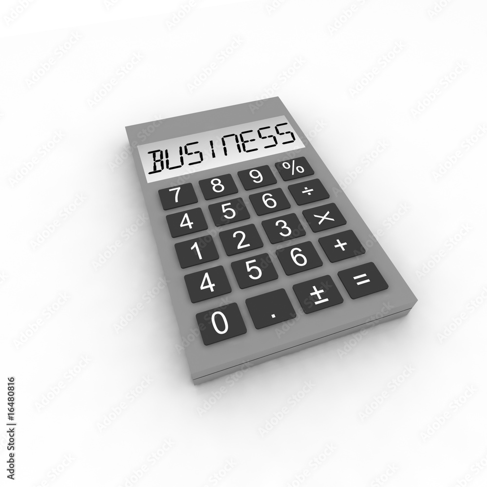 calculator with word business - isolated 3d illustration calculator with word business - isolated 3d illustration