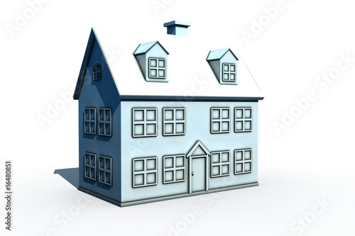 isolated big house - 3d render illustration on white