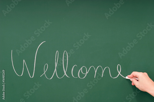 Wellcome written on a blackboard photo