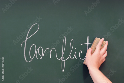 conflict written in a blackboard photo