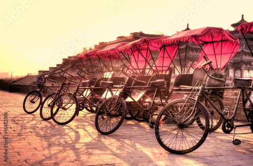 Xi'an / China  - Town wall with bicycles