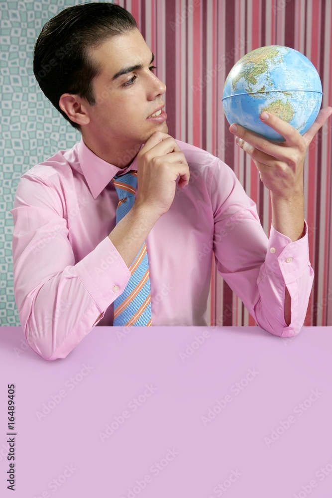 Fototapeta premium Businessman retro and global world map