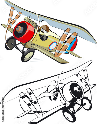 Vector cartoon biplane