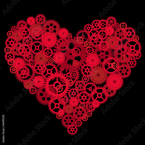 red heart made of gear whells vector photo