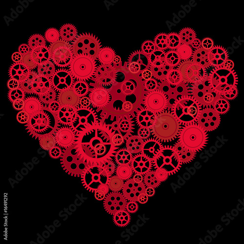 red heart made of gear whells vector