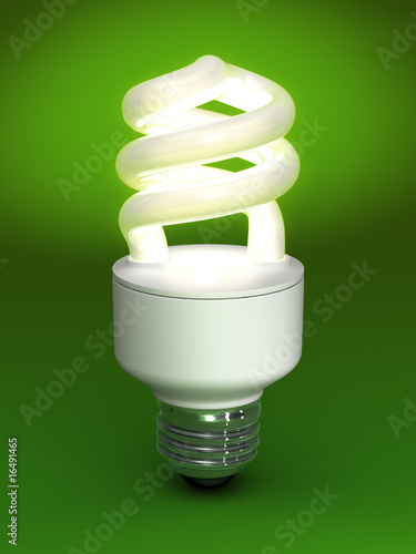 Compact Fluorescent Bulb - on green background