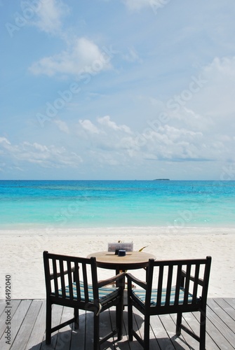 Beautiful beach bar view in Maldives