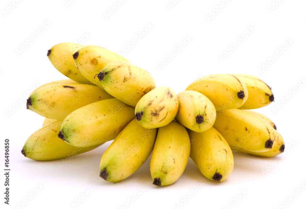 Ripe yellow banana on a white background