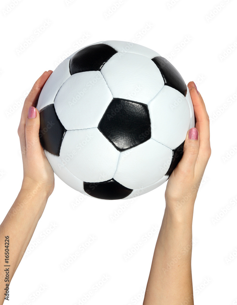 Soccer ball in hands on the white background. (isolated) Soccer ball in hands on the white background. (isolated)