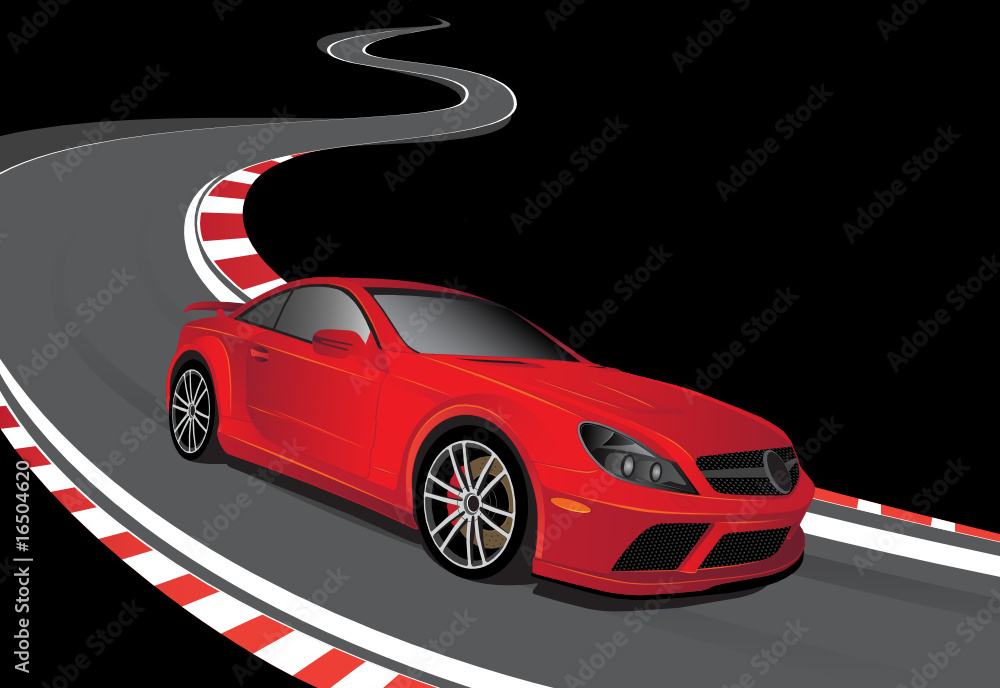 Red car on the racing track