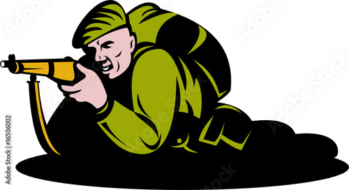 World war two commando soldier aiming rifle