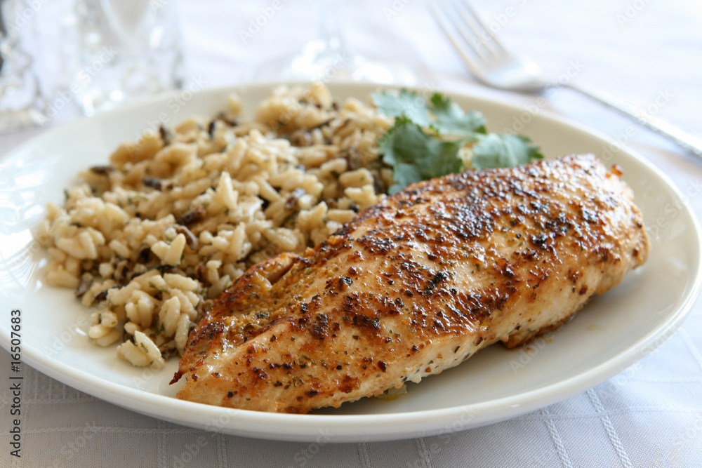 Chicken & Wild Rice Dinner Stock Photo Adobe Stock