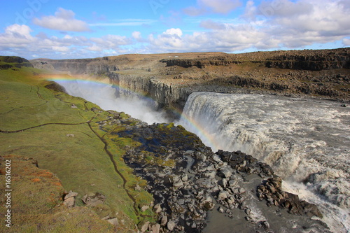 Bild auf Leinwand Waterfall with rainbow in iceland