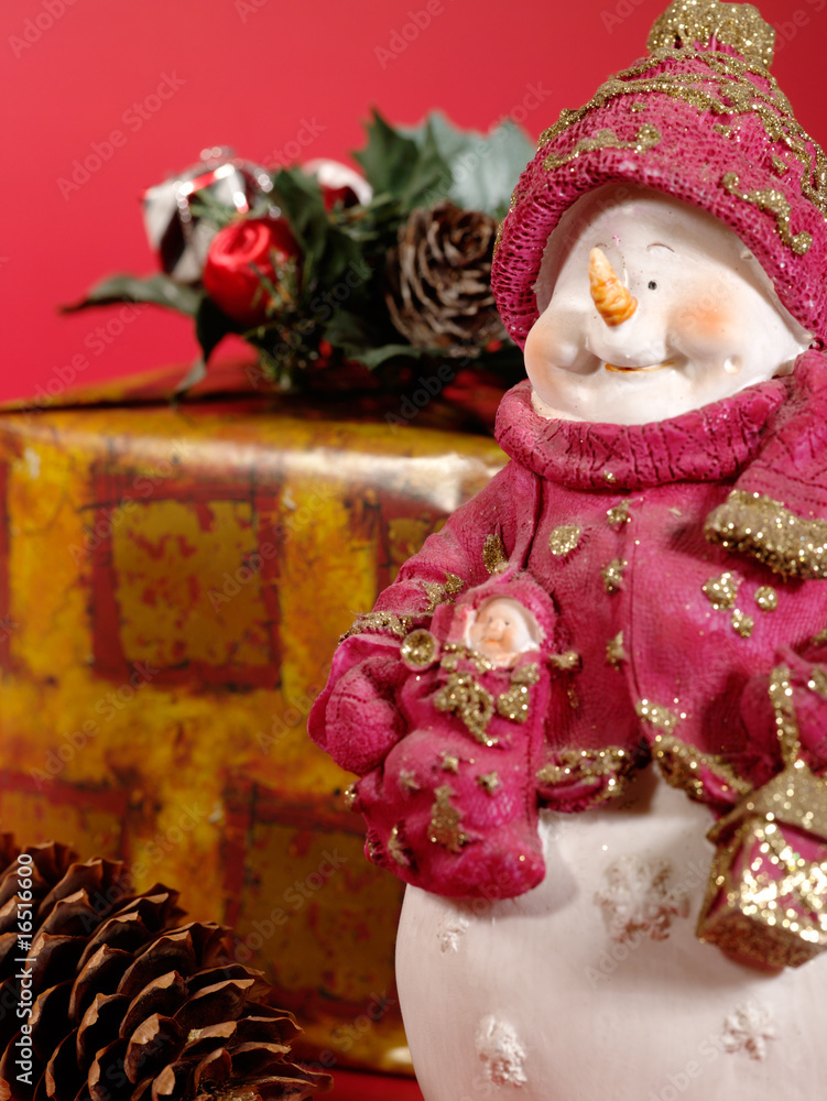 Fototapeta premium Xmas still-life on red background