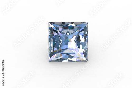 3D Princess Cut Blue Diamond