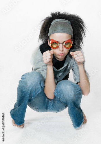 girl on gray background