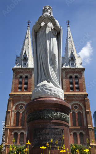 Notre Dame Catherdral Vigin Mary Statue Saigon Vietnam photo