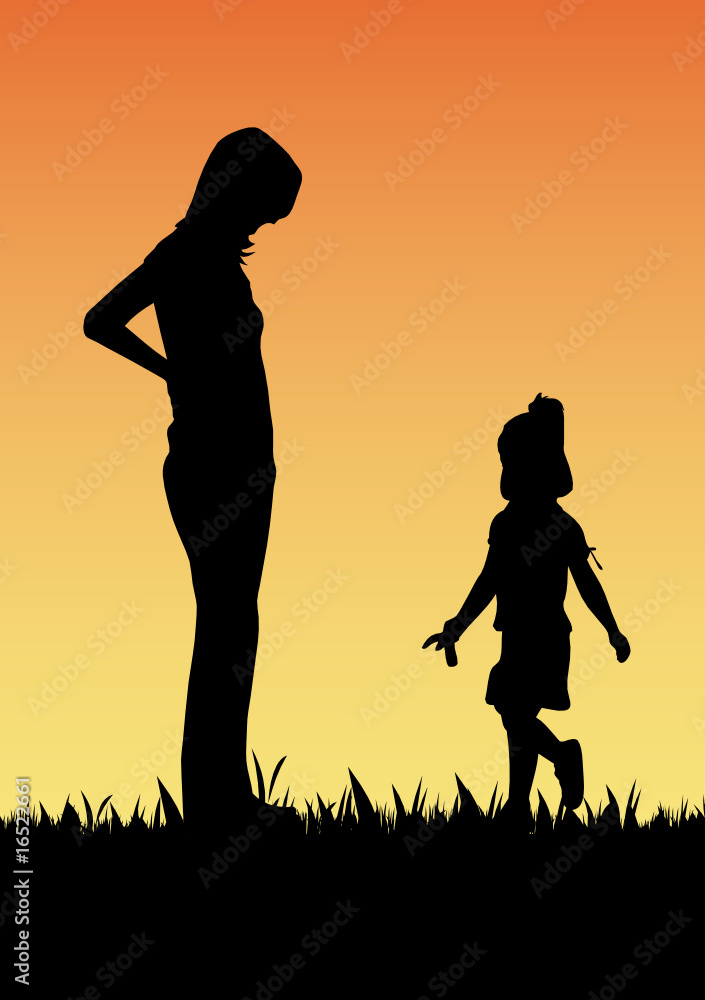 Happy mother vector silhouette
