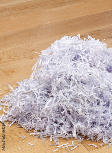 Pile of shredded documents on the floor